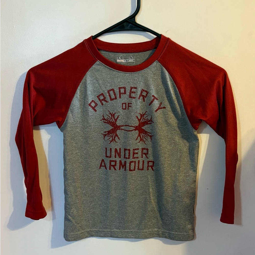 Under Armour Kids' Red and Gray Long Sleeve Shirt